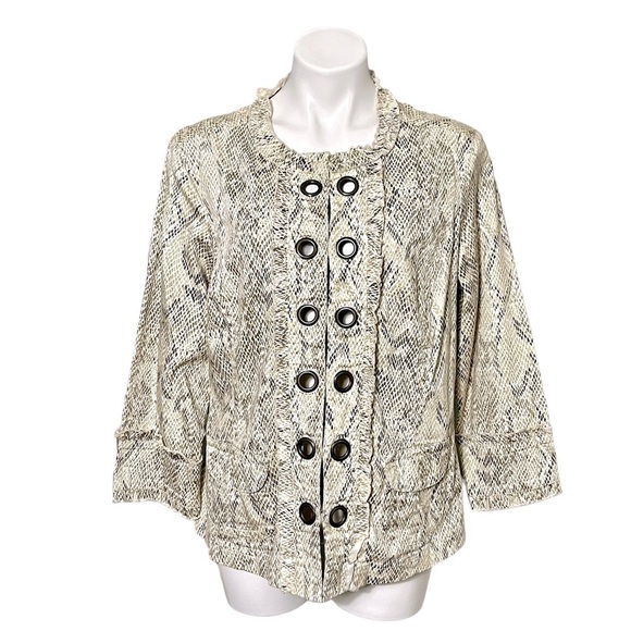 Dress Barn Jackets & Blazers - Dress Barn Snake Print Jacket Size X Large Cream